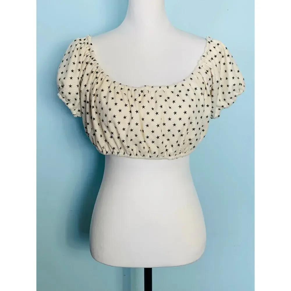 Lovers + Friends Just Don't Care Swim Off-the Shoulder Top in Star Print Size XL - Picture 6 of 7